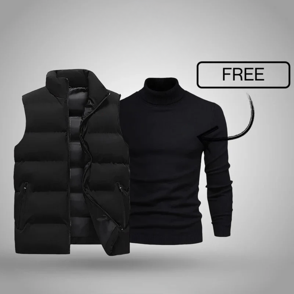 Men’s Winter Style Bundle – Black Beanie, Vest and Sweater