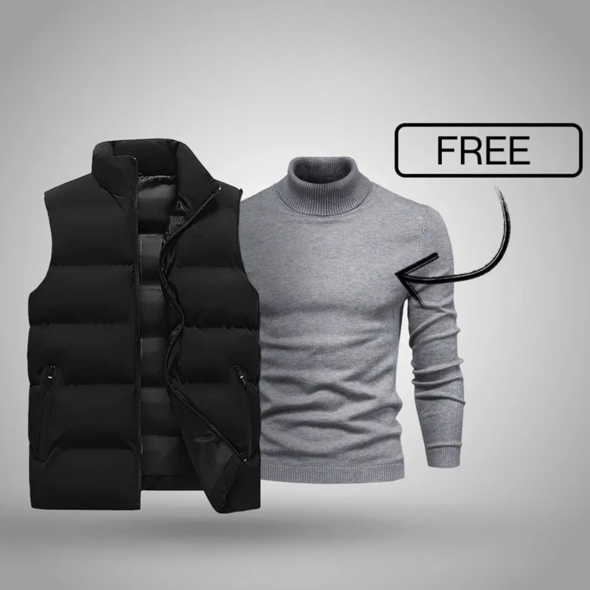 Men’s Winter Style Bundle – Black Beanie, Vest and Sweater